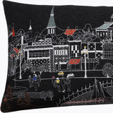24" Black Annapolis Nighttime Skyline Lumbar Decorative Pillow