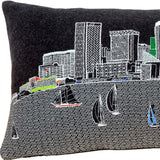 24" Black Austin Nighttime Skyline Lumbar Decorative Pillow