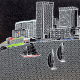 24" Black Austin Nighttime Skyline Lumbar Decorative Pillow