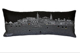 24" Black Charleston Nighttime Skyline Lumbar Decorative Pillow