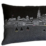 24" Black Charleston Nighttime Skyline Lumbar Decorative Pillow
