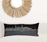 24" Black Charleston Nighttime Skyline Lumbar Decorative Pillow