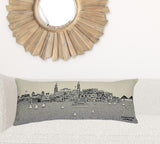 24" White Charleston Daylight Skyline Lumbar Decorative Pillow