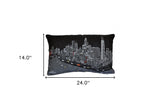 24" Black Chicago Nighttime Skyline Lumbar Decorative Pillow