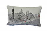 24" White Chicago Daylight Skyline Lumbar Decorative Pillow