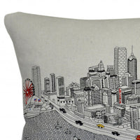 24" White Chicago Daylight Skyline Lumbar Decorative Pillow