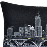 24" Black Cleveland Nighttime Skyline Lumbar Decorative Pillow