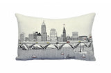 24" White Cleveland Daylight Skyline Lumbar Decorative Pillow