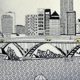 24" White Cleveland Daylight Skyline Lumbar Decorative Pillow