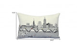 24" White Cleveland Daylight Skyline Lumbar Decorative Pillow
