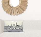 24" White Cleveland Daylight Skyline Lumbar Decorative Pillow
