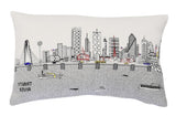 24" White Dallas Daylight Skyline Lumbar Decorative Pillow