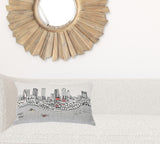 24" White Fort Worth Daylight Skyline Lumbar Decorative Pillow