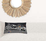 24" Black Jackson Nighttime Skyline Lumbar Decorative Pillow