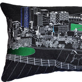 24" Black Lexington Nighttime Skyline Lumbar Decorative Pillow