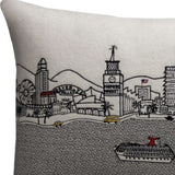 24" White Los Angeles Daylight Skyline Lumbar Decorative Pillow