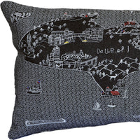 24" Black Michigan Upper Peninsula Nighttime Skyline Lumbar Decorative Pillow