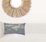 24" White Michigan Upper Peninsula Daylight Skyline Lumbar Decorative Pillow