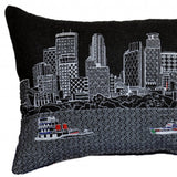 24" Black Minneapolis Nighttime Skyline Lumbar Decorative Pillow