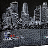 24" Black Minneapolis Nighttime Skyline Lumbar Decorative Pillow