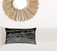 24" Black New Orleans Nighttime Skyline Lumbar Decorative Pillow
