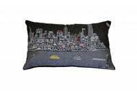 24" Black and White NYC Nighttime Skyline Lumbar Decorative Pillow