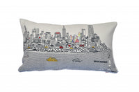 24" White NYC Daylight Skyline Lumbar Decorative Pillow