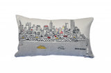 24" White NYC Daylight Skyline Lumbar Decorative Pillow