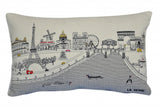 24" White Paris Daylight Skyline Lumbar Decorative Pillow