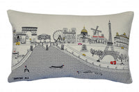 24" White Paris Daylight Skyline Lumbar Decorative Pillow