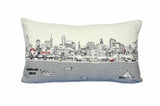 24" White Philadelphia Daylight Skyline Lumbar Decorative Pillow