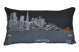 24" Black San Francisco Nighttime Skyline Lumbar Decorative Pillow