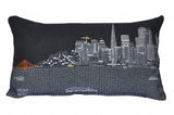 24" Black San Francisco Nighttime Skyline Lumbar Decorative Pillow