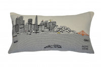 24" White San Francisco Daylight Skyline Lumbar Decorative Pillow