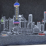 24" Black Shanghai  Nighttime Skyline Lumbar Decorative Pillow