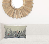 24" White Tokyo Daylight Skyline Lumbar Decorative Pillow