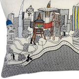 24" White Tulsa Daylight Skyline Lumbar Decorative Pillow