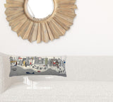 24" White Tulsa Daylight Skyline Lumbar Decorative Pillow