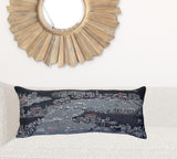 35" Black Amsterdam Nighttime Skyline Lumbar Decorative Pillow