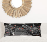 35" Black Annapolis Nighttime Skyline Lumbar Decorative Pillow