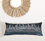 35" Black Atlanta Nighttime Skyline Lumbar Decorative Pillow