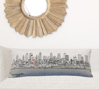 35" White Atlanta Daylight Skyline Lumbar Decorative Pillow