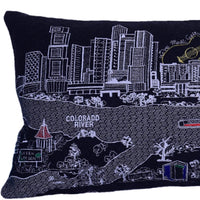 35" Black Austin Nighttime Skyline Lumbar Decorative Pillow