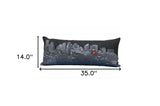 35" Black Boston Nighttime Skyline Lumbar Decorative Pillow
