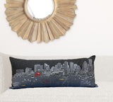 35" Black Boston Nighttime Skyline Lumbar Decorative Pillow
