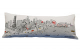 35" White Chicago Daylight Skyline Lumbar Decorative Pillow