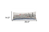35" White Chicago Daylight Skyline Lumbar Decorative Pillow