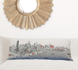 35" White Chicago Daylight Skyline Lumbar Decorative Pillow