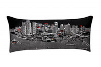 35" Black Detroit Nighttime Skyline Lumbar Decorative Pillow