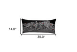 35" Black Detroit Nighttime Skyline Lumbar Decorative Pillow